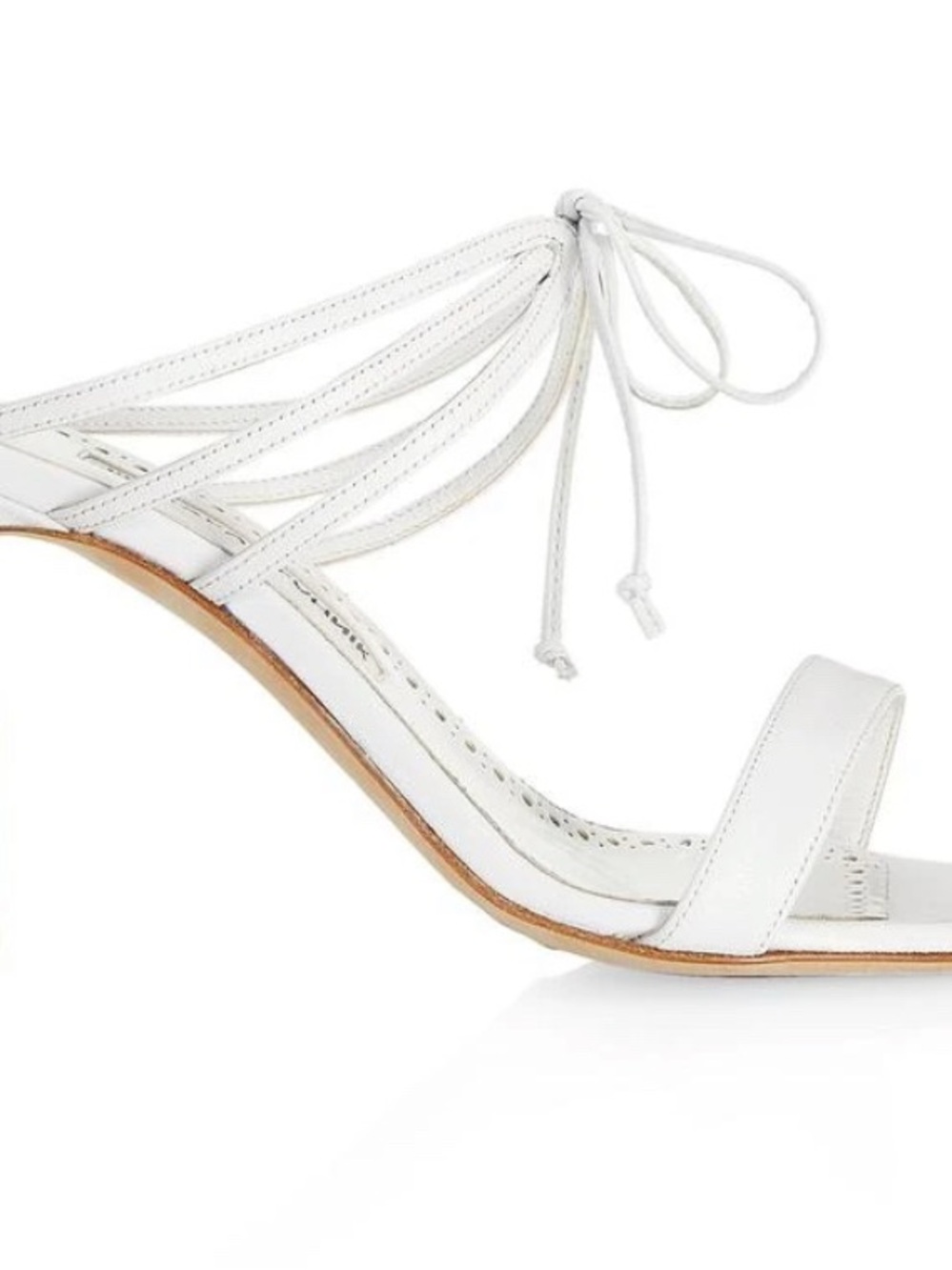 Manolo Blahnik White Leather Lace-Up High Heel Sandal - Picture 2 of 4
